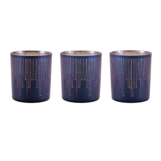 Melrose 3.25" Patterned Glass Votive Candle Holders, 3ct.